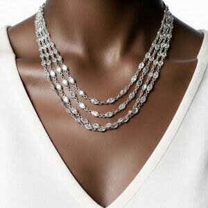 Multi-chain sterling silver necklace